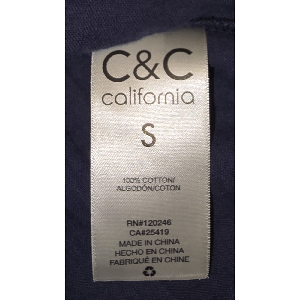 NWT C & C California Navy V Neck Woven Henley Coastal Tropical Resort Women Sz S - Picture 7 of 10
